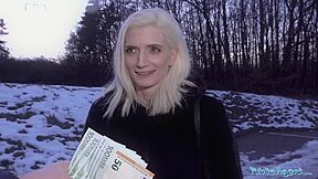 Public Agent Pretty skinny student 18+ receives facial