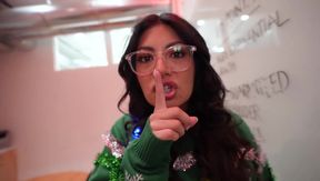 Horny office Christmas party hookup with big titty Latina coworker - Cami Strella + Lev Lieben