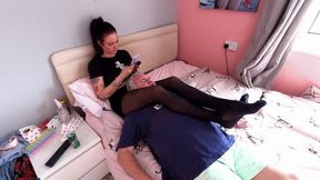 Neck Scissors In A Skirt & Tights 2