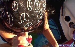 Foxy anya blows and bangs cock for titty cumshot