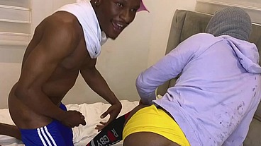Horny African fuck in kitchen to bedroom
