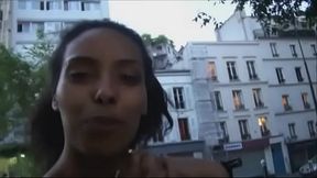 Wild casting of little Parisian black slut getting fucked in POV