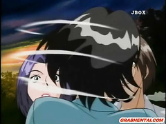 Roped hentai with bigbobs gets vibrator in her ass and pussy