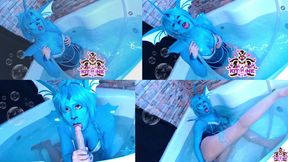Pokemon Sex: Vaporeon, Blowjob & Masturbation . Black Kitsune Fox