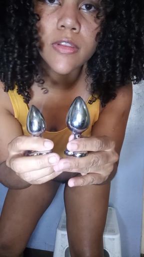 Testing a big plug on my tight ass