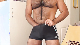 Hairy Asian Guy Strokes His Big Cock 2sd