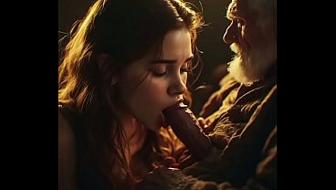 Old grandpa sucked by Cute teen her mouth skills so good he almost can'_t hold his cum Real blowjob voice over ( AI generated) Moaning sounds of real pleasure lile Oldje