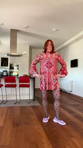 Nicki-Crossdress new dress and shoes in sexy heart stockings