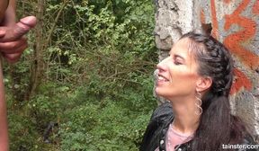 1080p street photographer fucks his model outdoor finishing off with pissing on her
