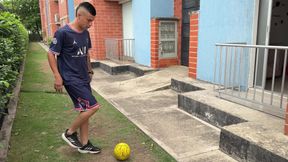 My neighbor&#039;s pervert plays soccer his ball falls in and we end up fucking.