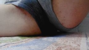 slut gets excited and squirts in shorts