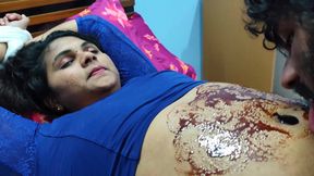 BDSM Hand Tied and Licking Chocolate From Navel Hole