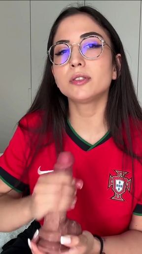 CELEBRATE PORTUGAL'S WIN AND CUM ON MY TITS - JOI BLOWJOB   Clip 1