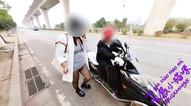 Public Cuckold Slut Wife Destroyed Doggy by Old Motorcycle Driver