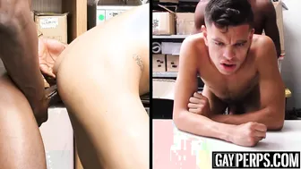 Twink perp deepthroats and barebacks security guard's BBC