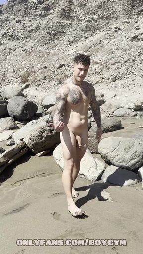 Gay Exhibitionist in a Nudist Beach