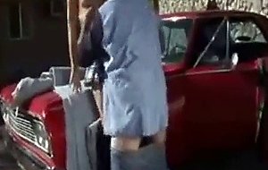 Naughty teen fucks naughty old mechanic to get her car back