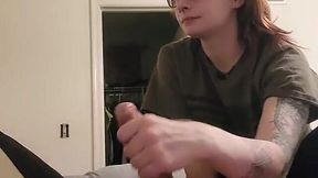 Subby redhead in glasses will do whatever for his massive boner