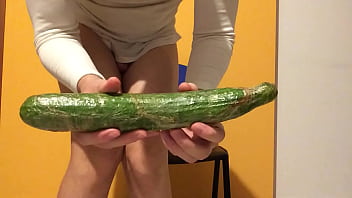 30 centimeters of long cucumber for my very very hungry ass!