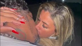 Public wife goes wild for fan without condom, giving oral sex and making