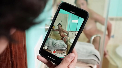 Curious Stud Catches his Friend's Hot Mom Taking a Shower