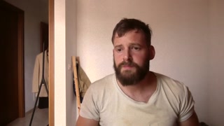 Hot straight bearded guy wank his cock and shows muscles