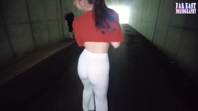 Steamy T Back Stroll with a First Time Outdoor Peach That Drives Nonstop Release Part 3
