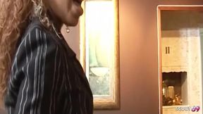 Ebony MILF Melrose Foxxx Sucks Thick Black Cocks and Gets Fucked Hard in a Threesome