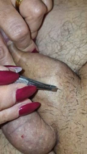Waxing the dick of my lover