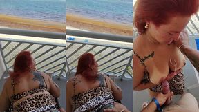 having sex with my wife on a balcony hotel on a island