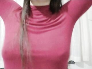 (HD) Bouncing my hard nippled boobs underneath my shirt! SUPER HOT