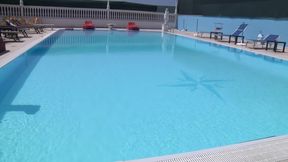 Omg! Hot Brunette Maid Gets Fucked by Guy with Big Cock on Vacation - Poolside Passion!