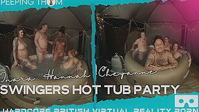 Cheyenne Rose, Hannah Symonds And Inara Stark In Hot Tub Party At Thoms House - Fffm Thick Foursome Outdoors