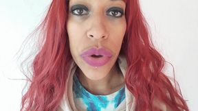 Lip sniffing pink lips