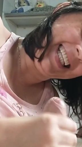 My wife handjob me while she talk dirty about me being a cuckold of small penis   Clip 1