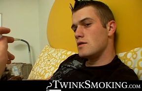 Chainsmoker Bryce Corbin lights up his favorite smoke and starts jerking off