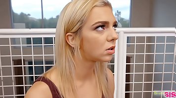 Slender blonde babe Tiffany Watson caught sneaking out