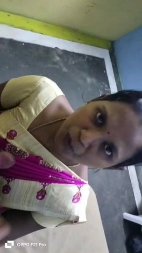 Wife with Sarees Kneel Blow Job