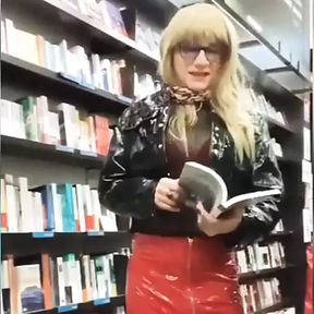 sissy goes shopping in vinyl outfit