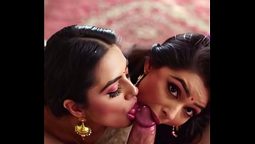 Amateur girls giving blowjob to big cock(A.I)