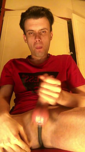 Selfsucking my big dick while using an anal vibrator!   Clip 2