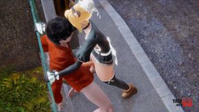 Yaoi - Sexy Cat Maid Femboy Is Fucked in Public