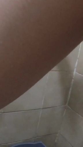 Pissed on my white panties in dirty bathroom   Clip 1