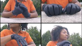 Hazel in Leather Gloves at the Park