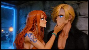 nami sanji y luffy varados en una isla muy caliente - audio en espanol- ia porn -nami sanji and luffy stranded on a very hot island