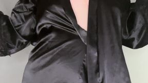 BBW Smoking Seductress in Satin — 120s Cigarette Tease, Nose Exhales, Big Tits & Ass Worship ? Dildo Fuck