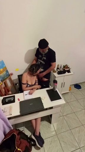 Fucking his stepdaughter until he ejaculates all over her.