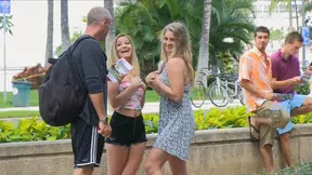 Naughty Nicole & Veronica Tease Hard While Walking Hot Streets Together