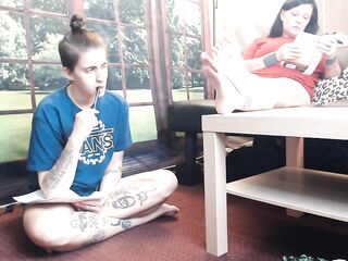 That babe Doesn't Know Can't Resist Her Barefeet Masturbating Lesbian babes