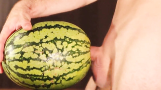 water melon cum - fucking a melon and cumming 4